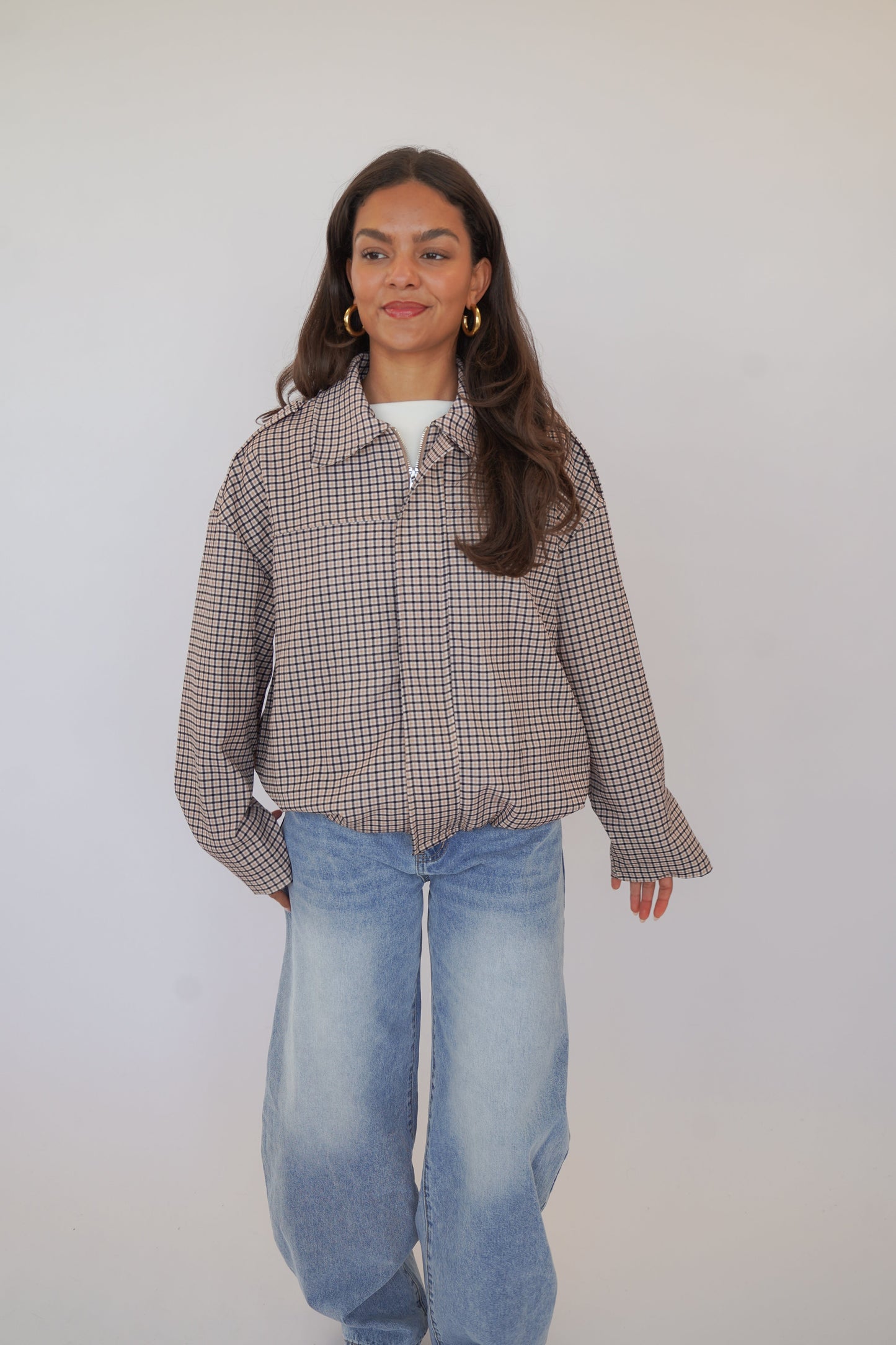 Womens Plaid Zip Jacket