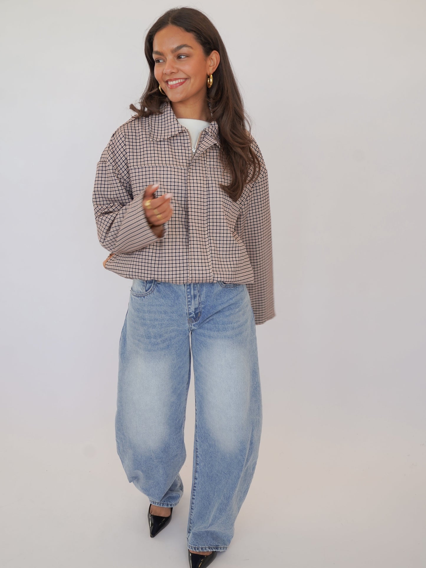 Womens Plaid Zip Jacket