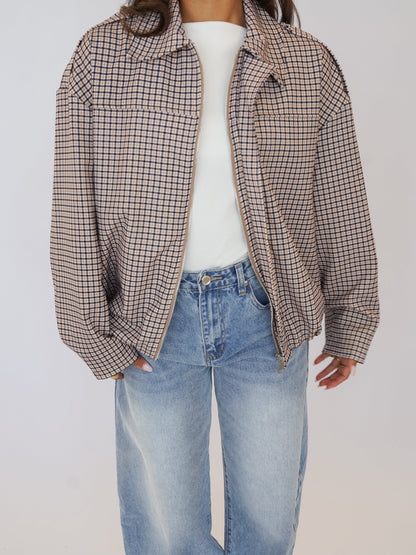 Womens Plaid Zip Jacket