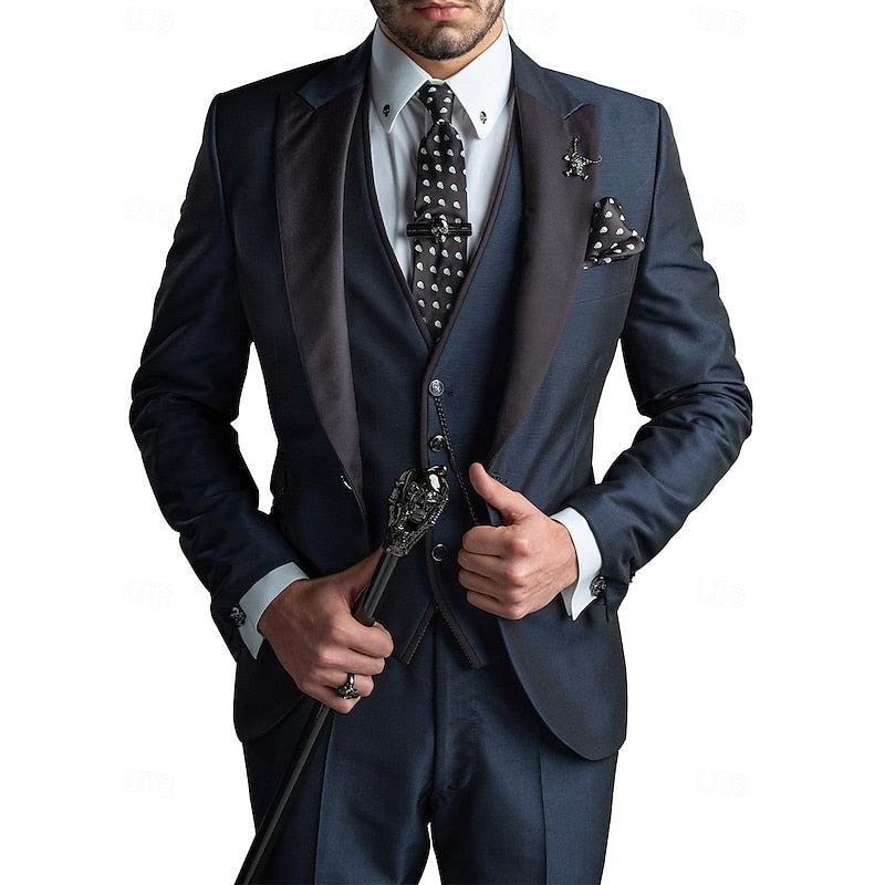 Men's Three-Piece Suit Set | Blazer & Waistcoat Wedding Style