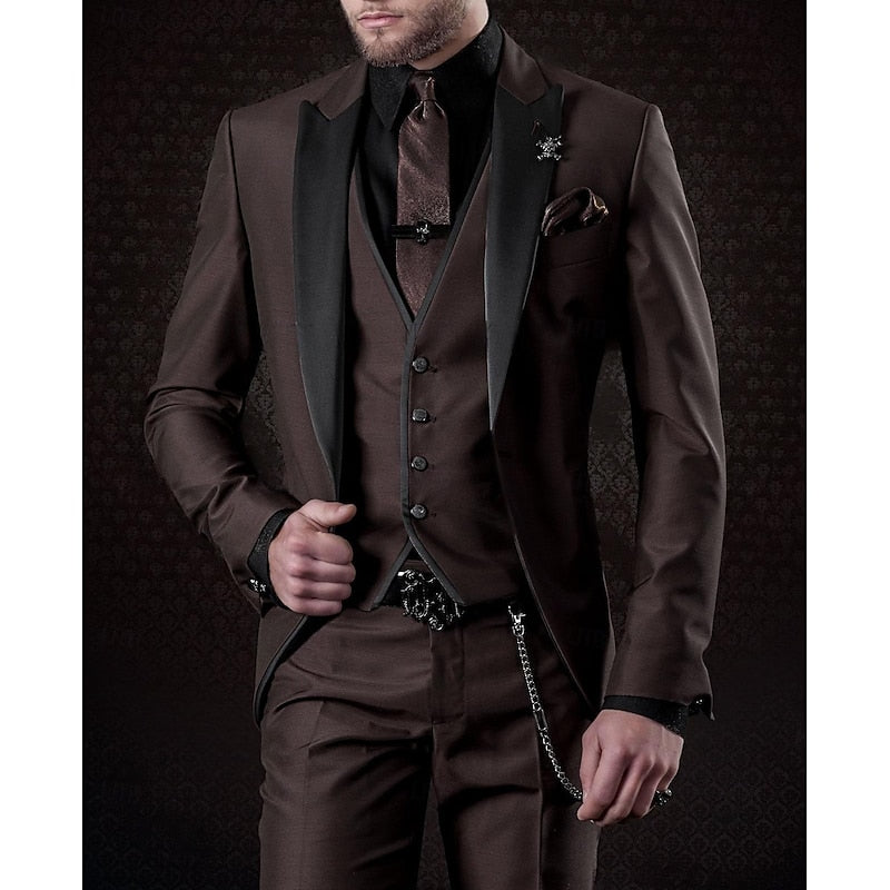Men's Three-Piece Suit Set | Blazer & Waistcoat Wedding Style