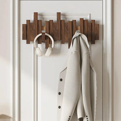 Piano-Style Wall Coat Rack | Walnut Wood Design