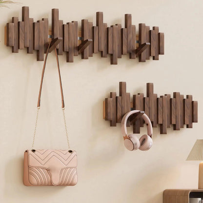 Piano-Style Wall Coat Rack | Walnut Wood Design