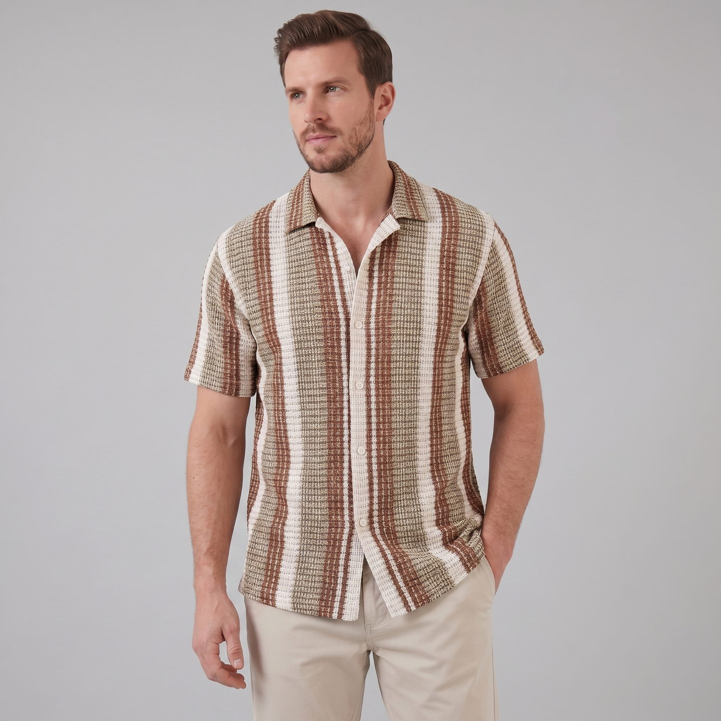 Men's Striped Short Sleeve Shirt