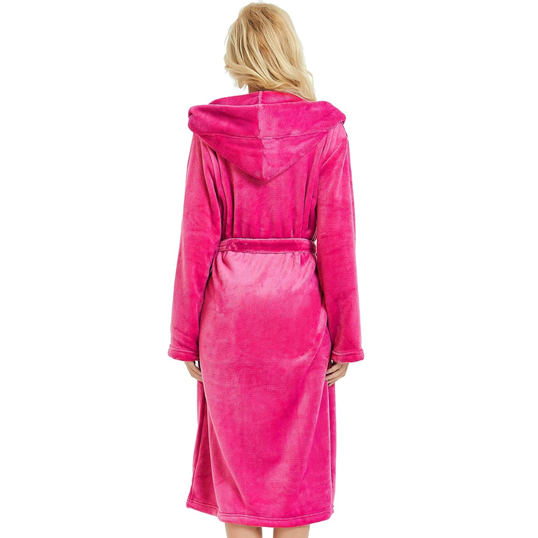 Women's Hooded Fleece Bathrobe | Cozy Loungewear Robe