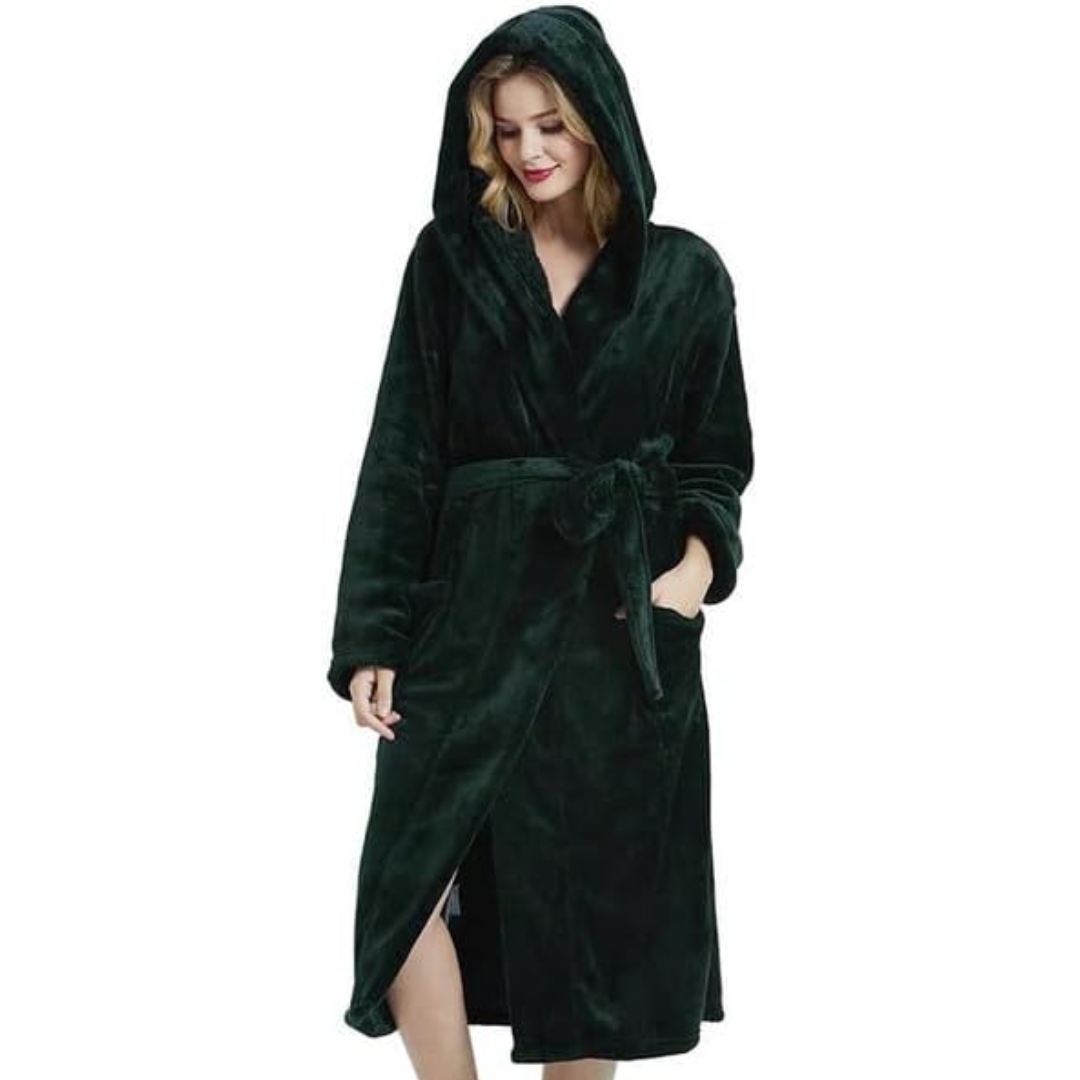 Women's Hooded Fleece Bathrobe | Cozy Loungewear Robe
