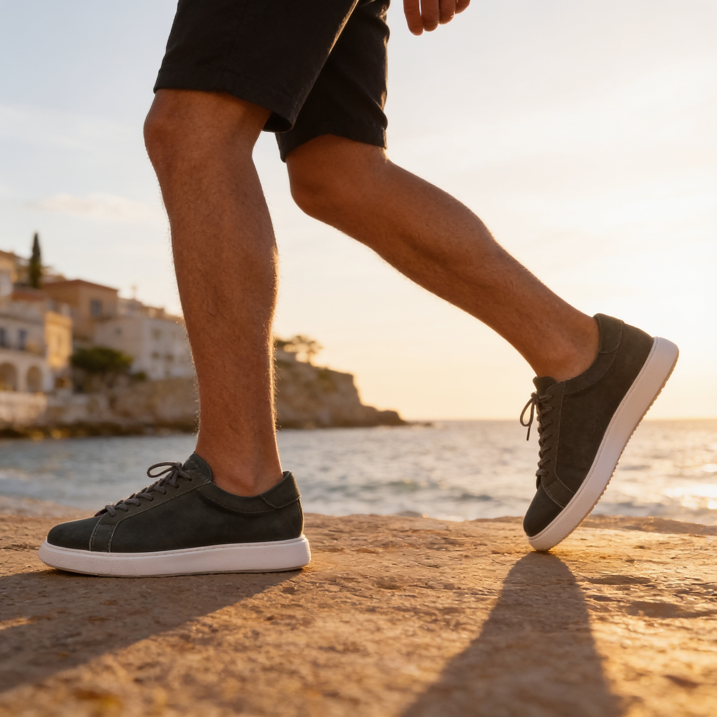 Men's Suede Style Low Sneakers | Minimalist Clean Design