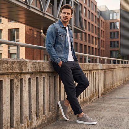 Men's Suede Style Low Sneakers | Minimalist Clean Design