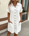 Women's V-Neck Mini Dress | Three-Quarter Sleeve Linen-Style Holiday Dress