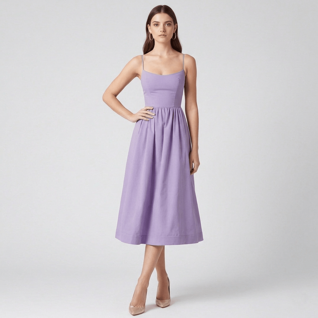 Women's Sweetheart Neck Midi Dress | Full Skirt Elegant Occasion Style