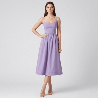 Women's Sweetheart Neck Midi Dress | Full Skirt Elegant Occasion Style