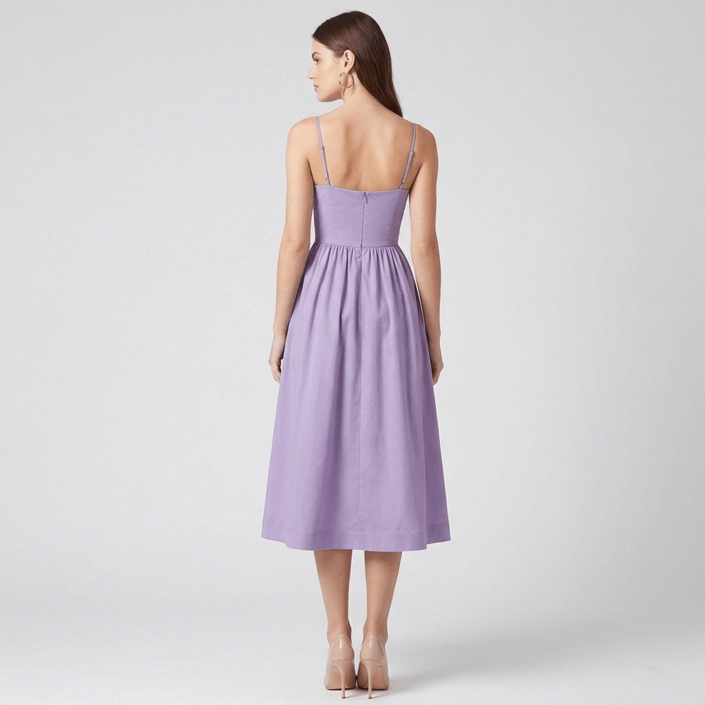 Women's Sweetheart Neck Midi Dress | Full Skirt Elegant Occasion Style