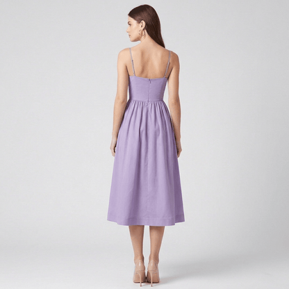 Women's Sweetheart Neck Midi Dress | Full Skirt Elegant Occasion Style