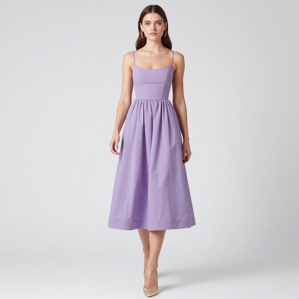 Women's Sweetheart Neck Midi Dress | Full Skirt Elegant Occasion Style