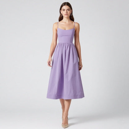 Women's Sweetheart Neck Midi Dress | Full Skirt Elegant Occasion Style