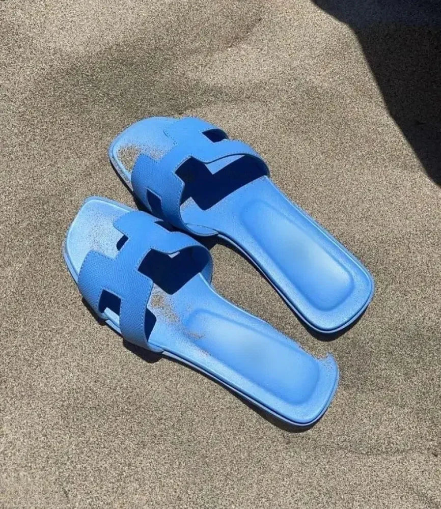 H-Strap Leather Style Sandals