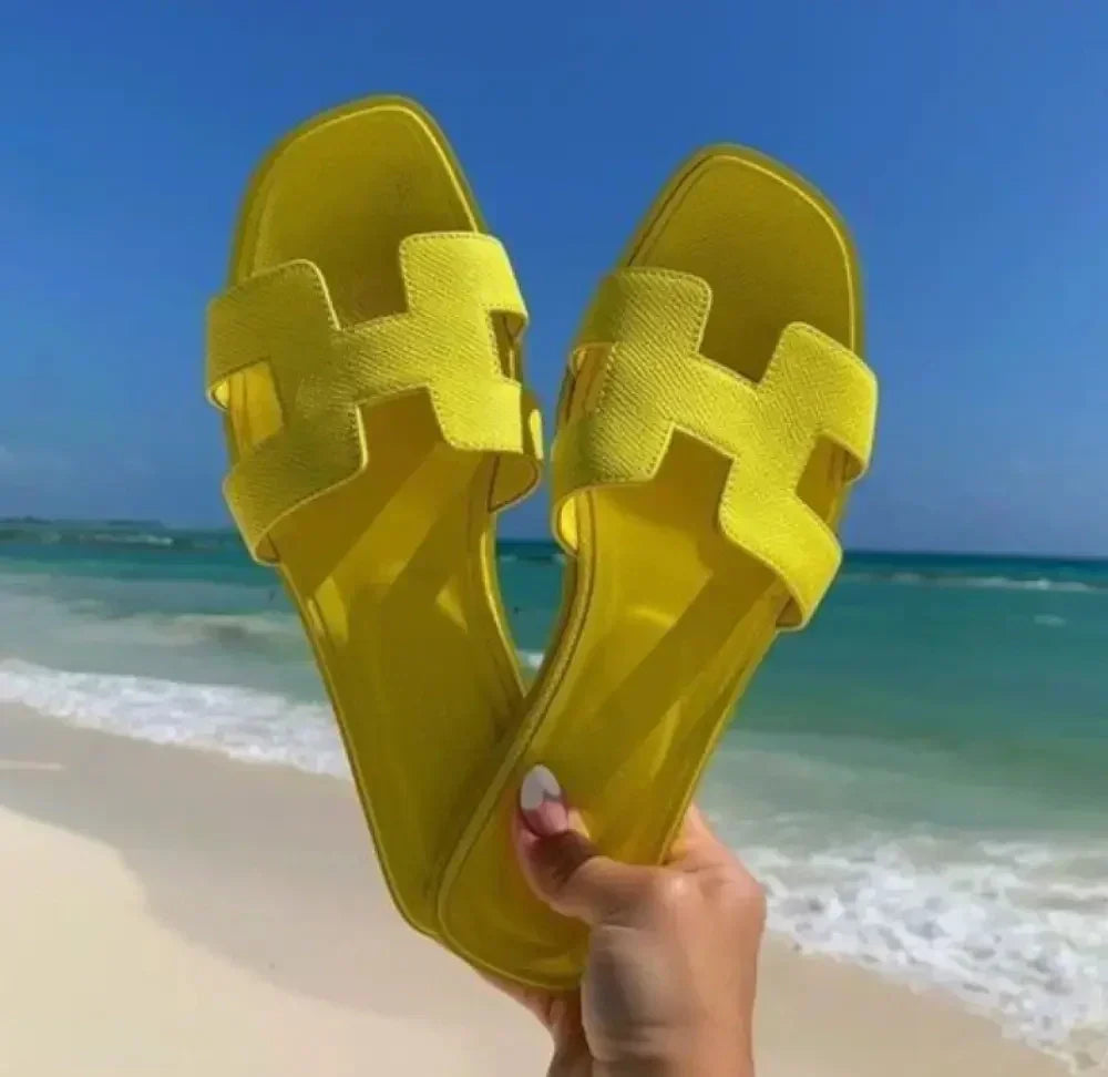 H-Strap Leather Style Sandals
