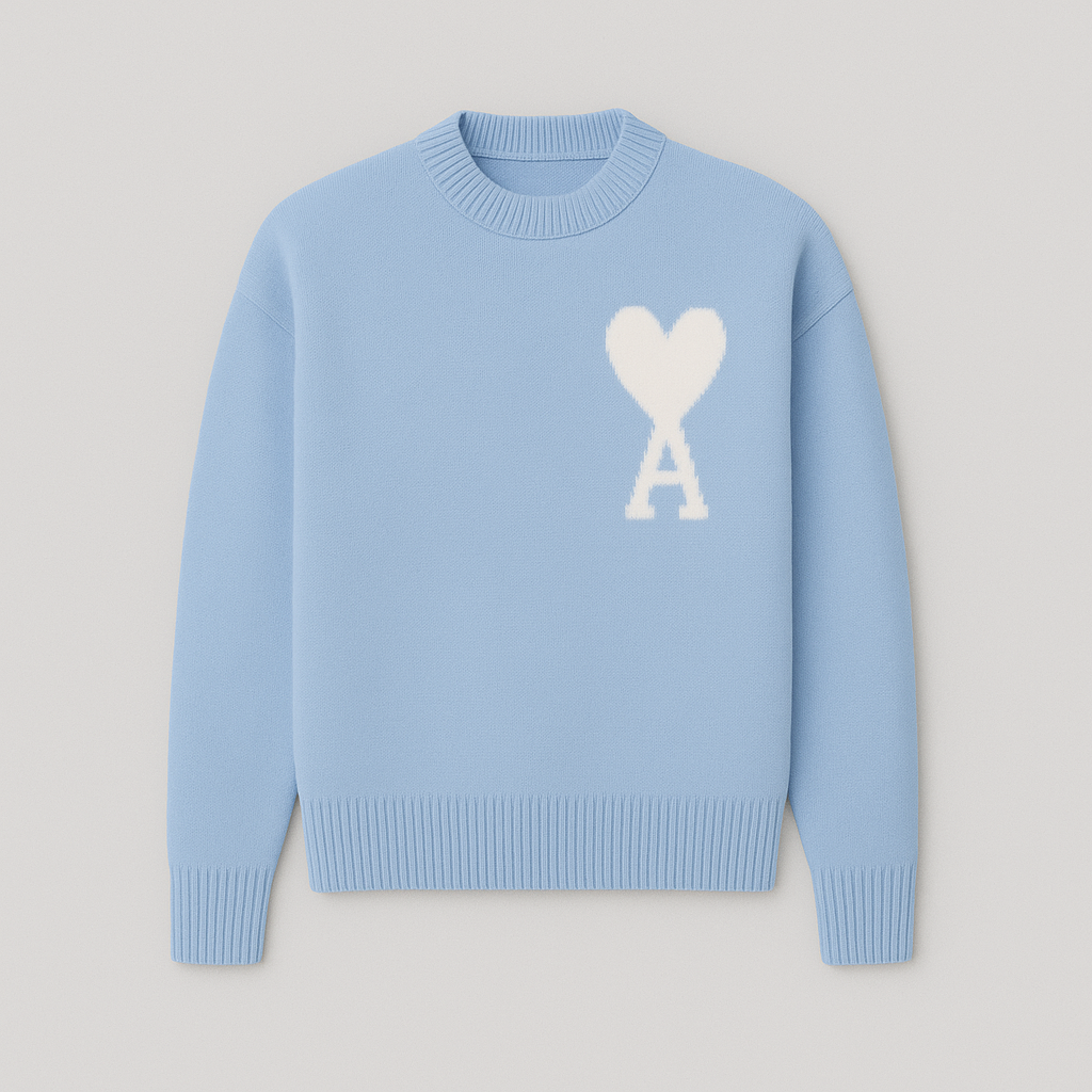 Women's Oversized Heart Print Knitwear | Relaxed Ace-of-Hearts Design