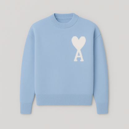 Women's Oversized Heart Print Knitwear | Relaxed Ace-of-Hearts Design