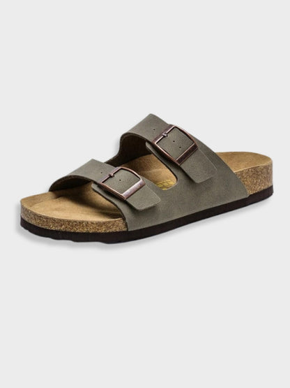 Men's Leather Style Slides | Comfort Two-Strap Sandals