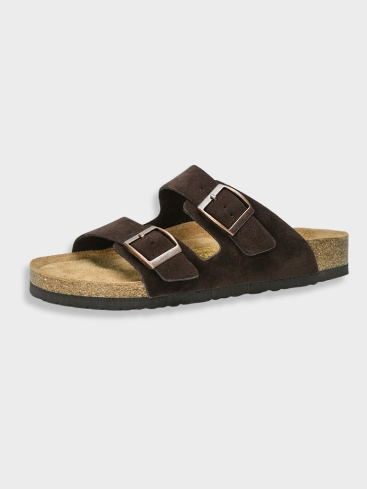 Men's Leather Style Slides | Comfort Two-Strap Sandals