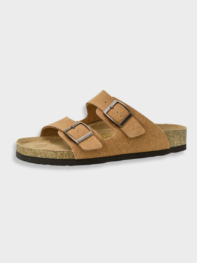 Men's Leather Style Slides | Comfort Two-Strap Sandals