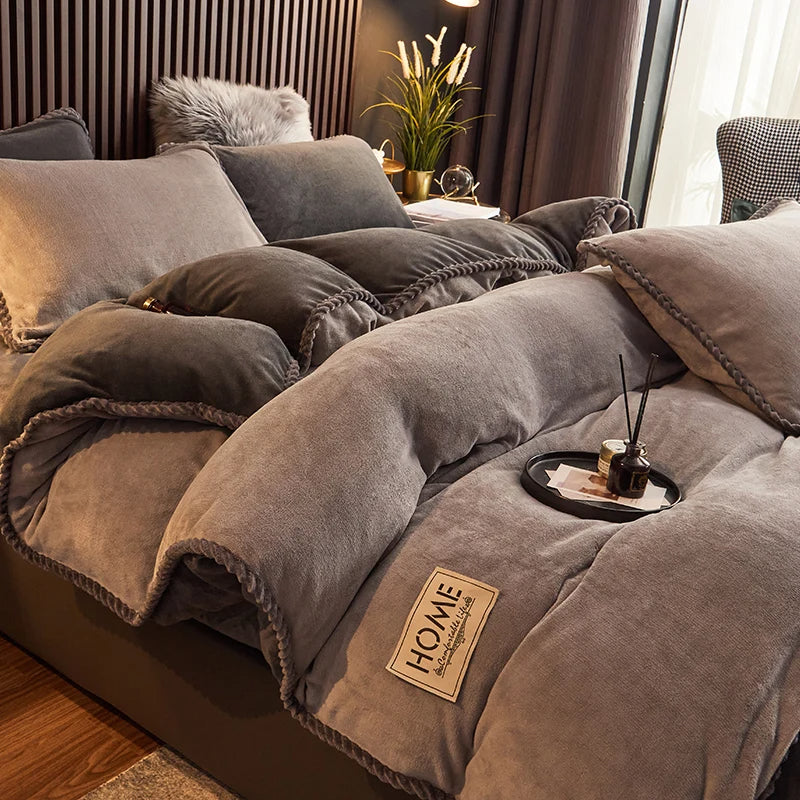 Velvet Style Fleece Duvet Cover Set | Cozy Bedroom Upgrade
