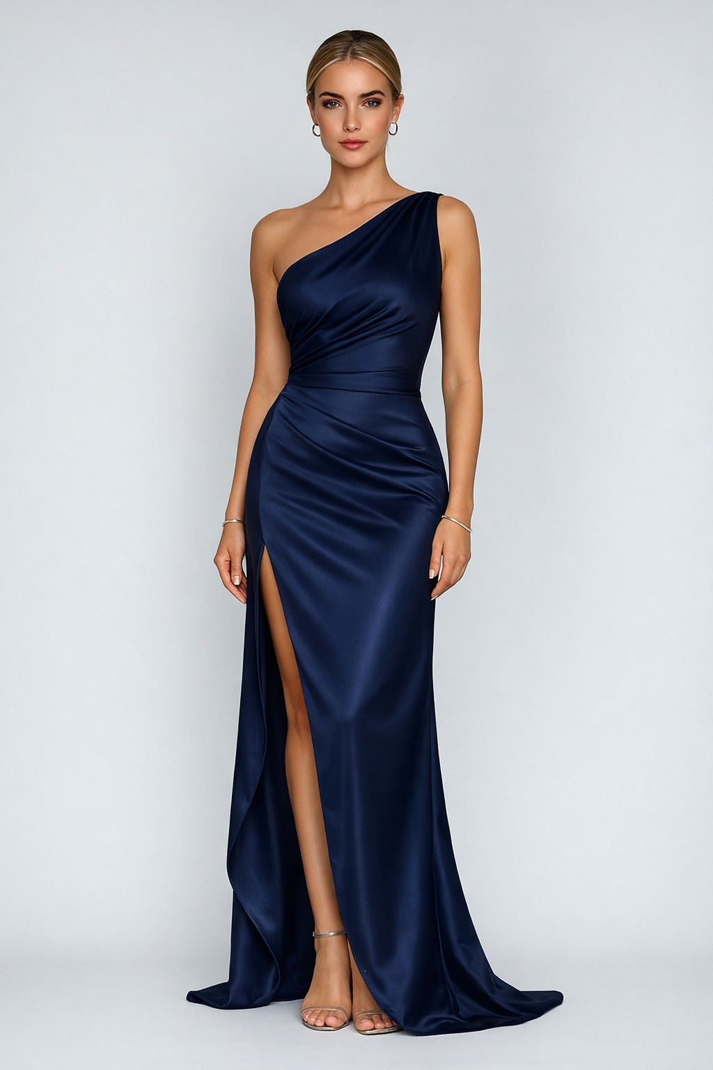 Women's Satin Style One-Shoulder Maxi Dress | Elegant Evening Slit
