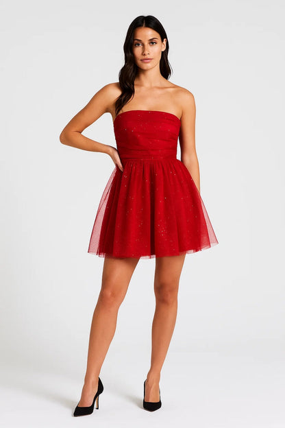 Women's Strapless Tulle Mini Dress