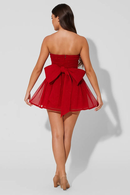Women's Strapless Tulle Mini Dress