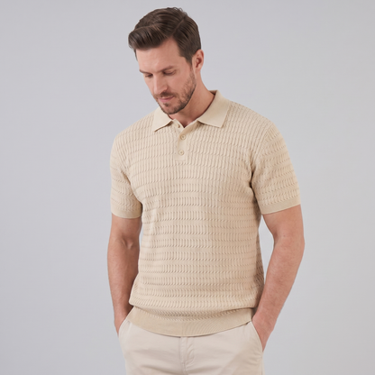 Men's Cable Knit Short Sleeve Polo