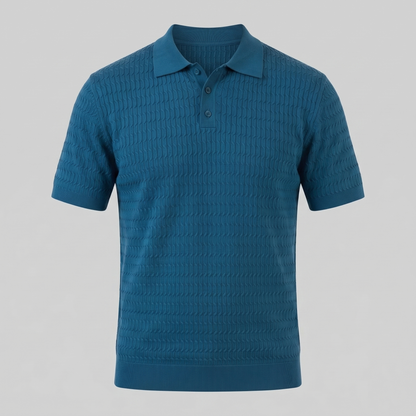Men's Cable Knit Short Sleeve Polo