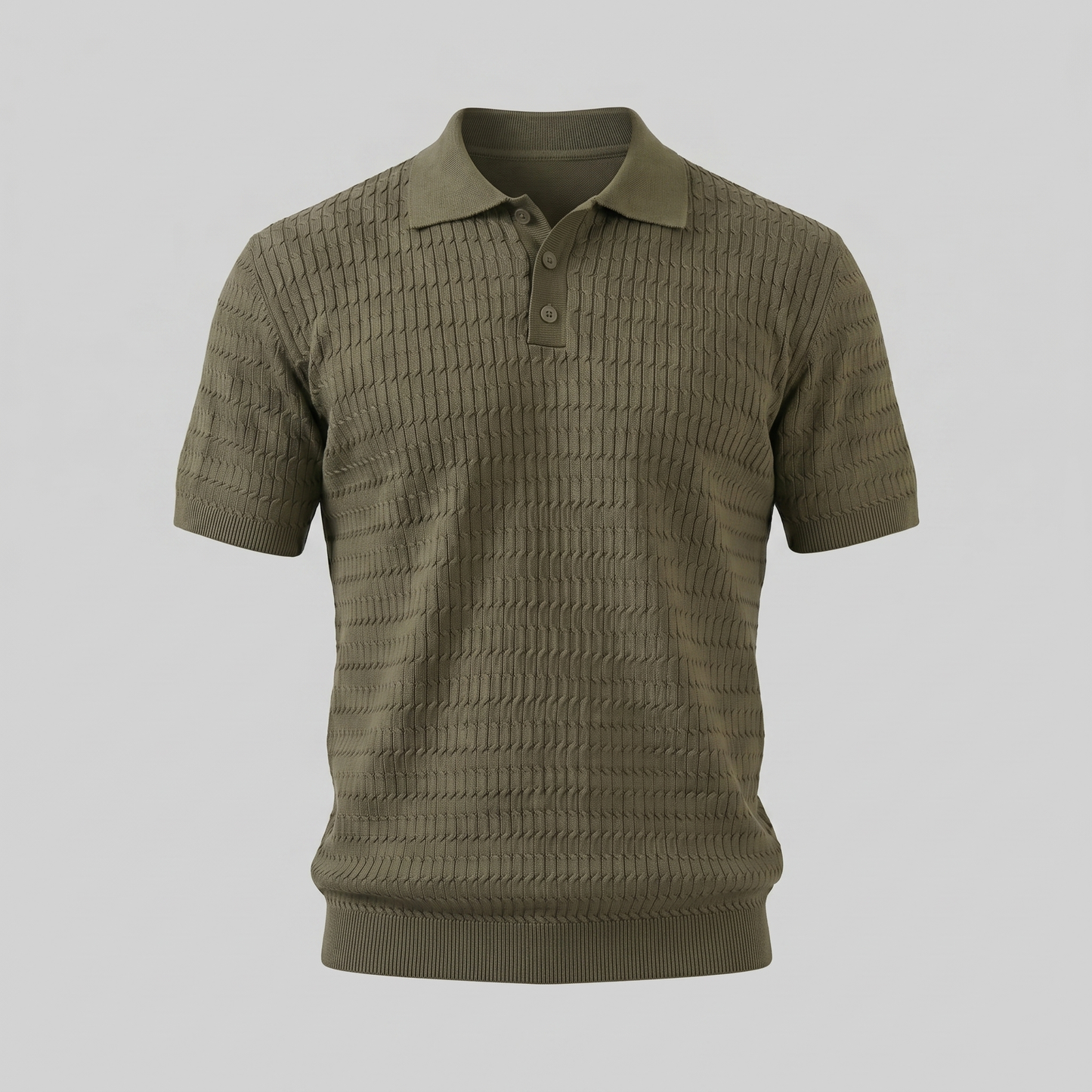 Men's Cable Knit Short Sleeve Polo
