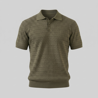 Men's Cable Knit Short Sleeve Polo