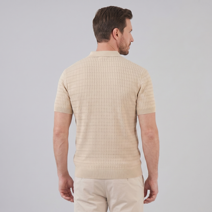 Men's Cable Knit Short Sleeve Polo