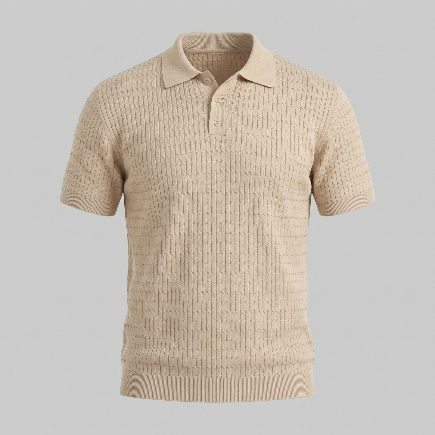 Men's Cable Knit Short Sleeve Polo