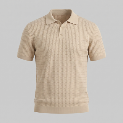 Men's Cable Knit Short Sleeve Polo