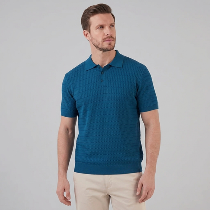 Men's Cable Knit Short Sleeve Polo