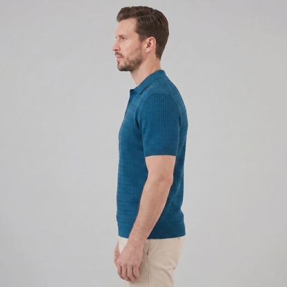 Men's Cable Knit Short Sleeve Polo