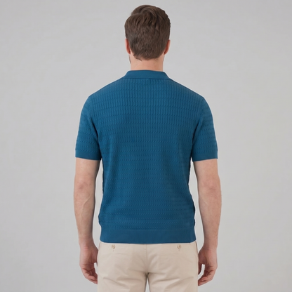 Men's Cable Knit Short Sleeve Polo