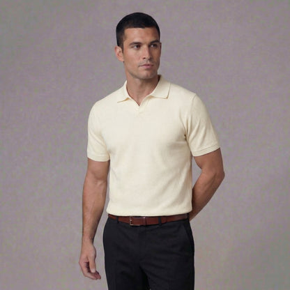Men's Structured V-Neck Polo