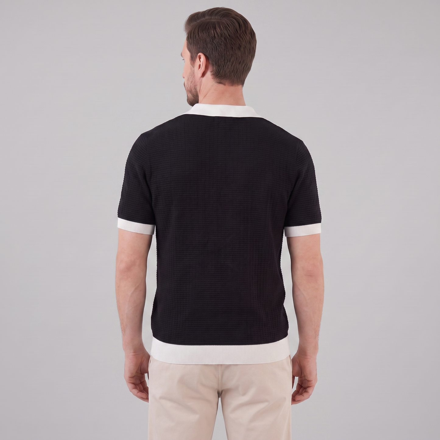 Men's Knit Polo Shirt | Contrast Trim Smart-Casual Style