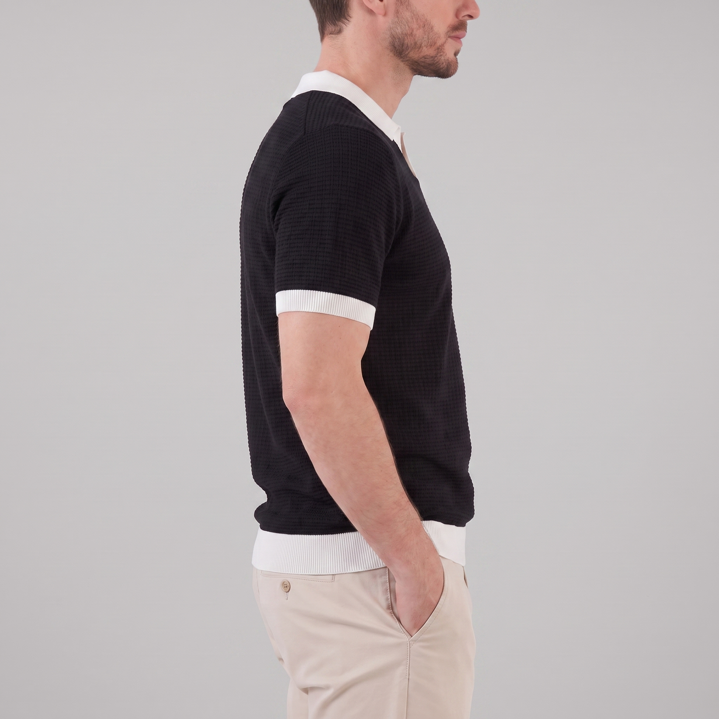 Men's Knit Polo Shirt | Contrast Trim Smart-Casual Style