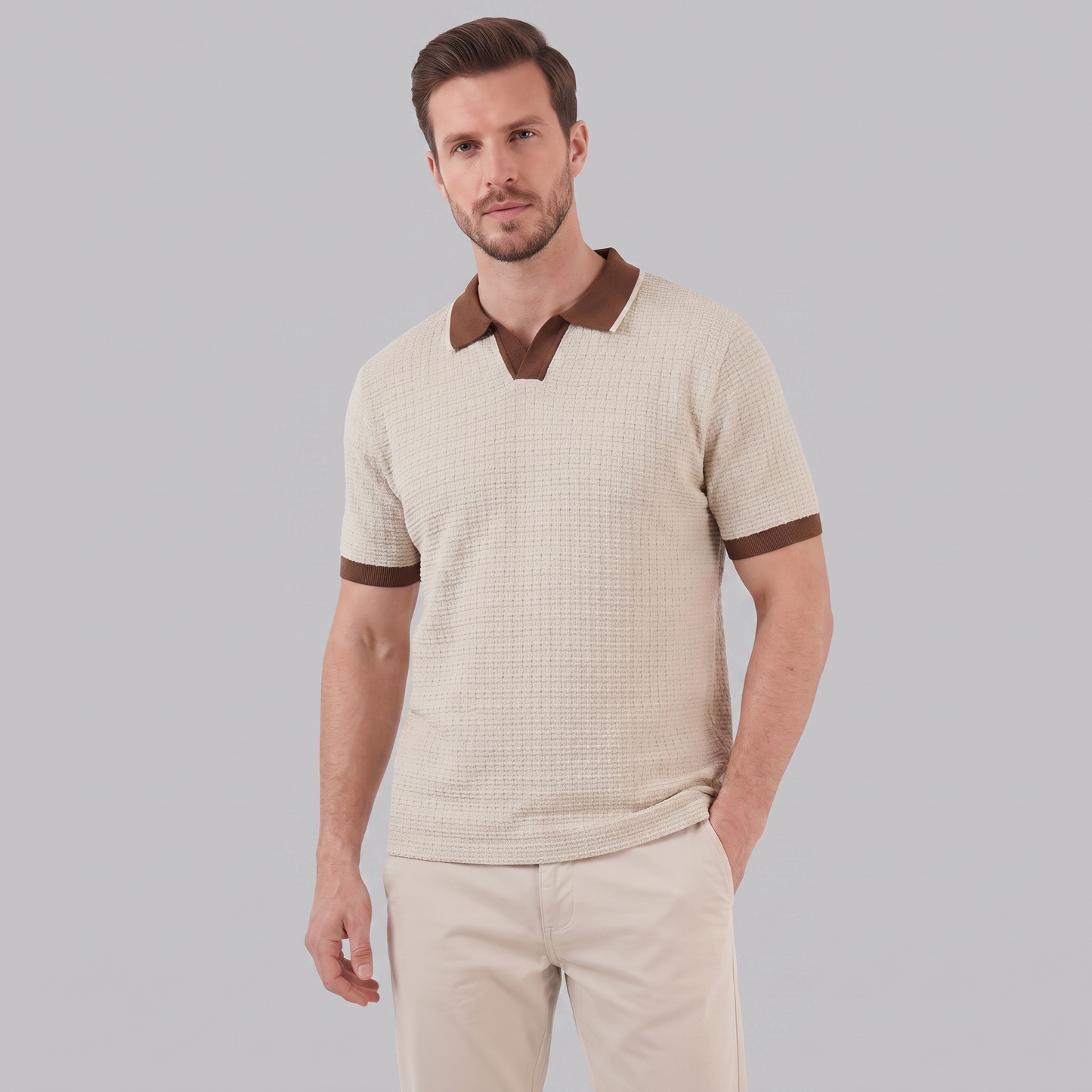 Men's Knit Polo Shirt | Contrast Trim Smart-Casual Style
