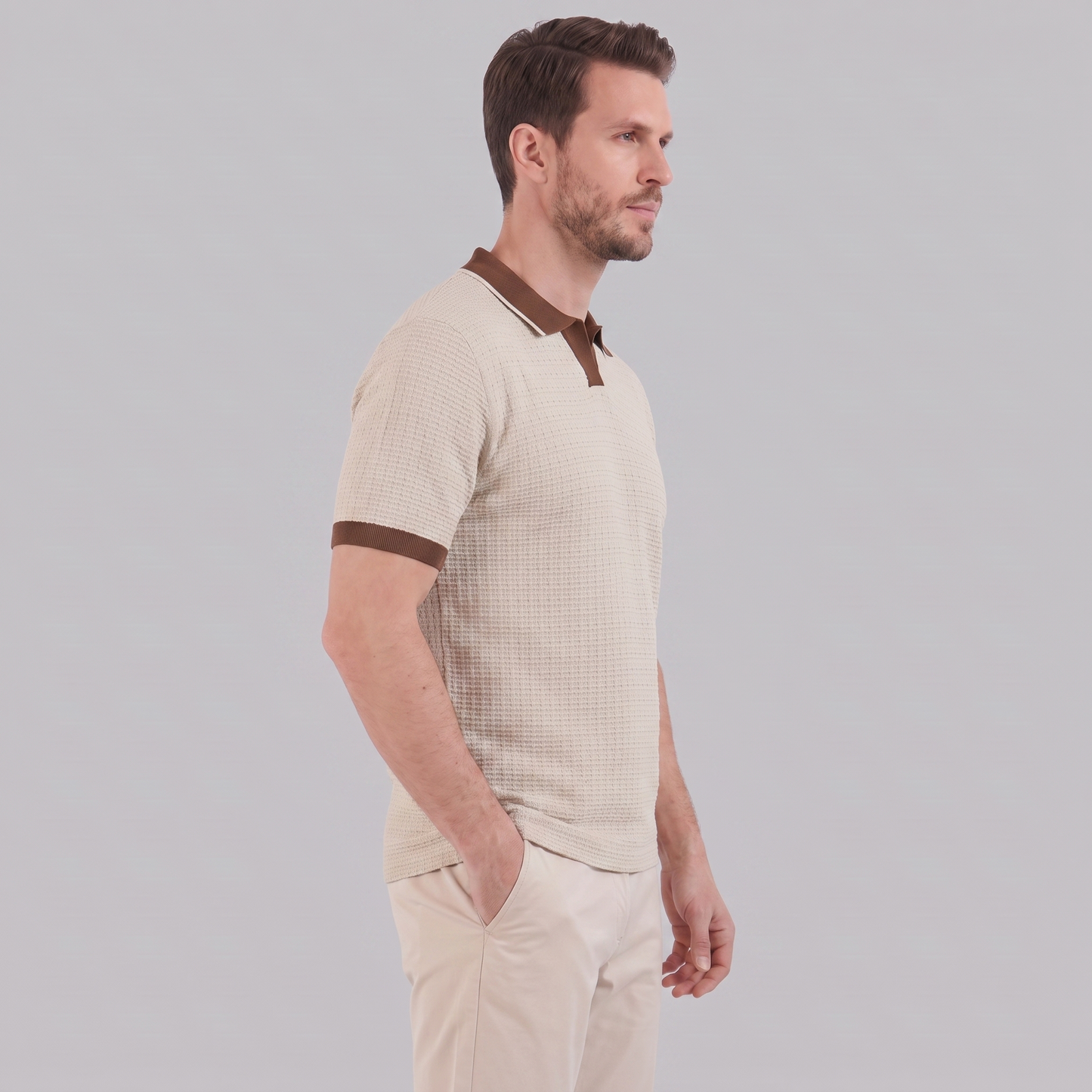 Men's Knit Polo Shirt | Contrast Trim Smart-Casual Style