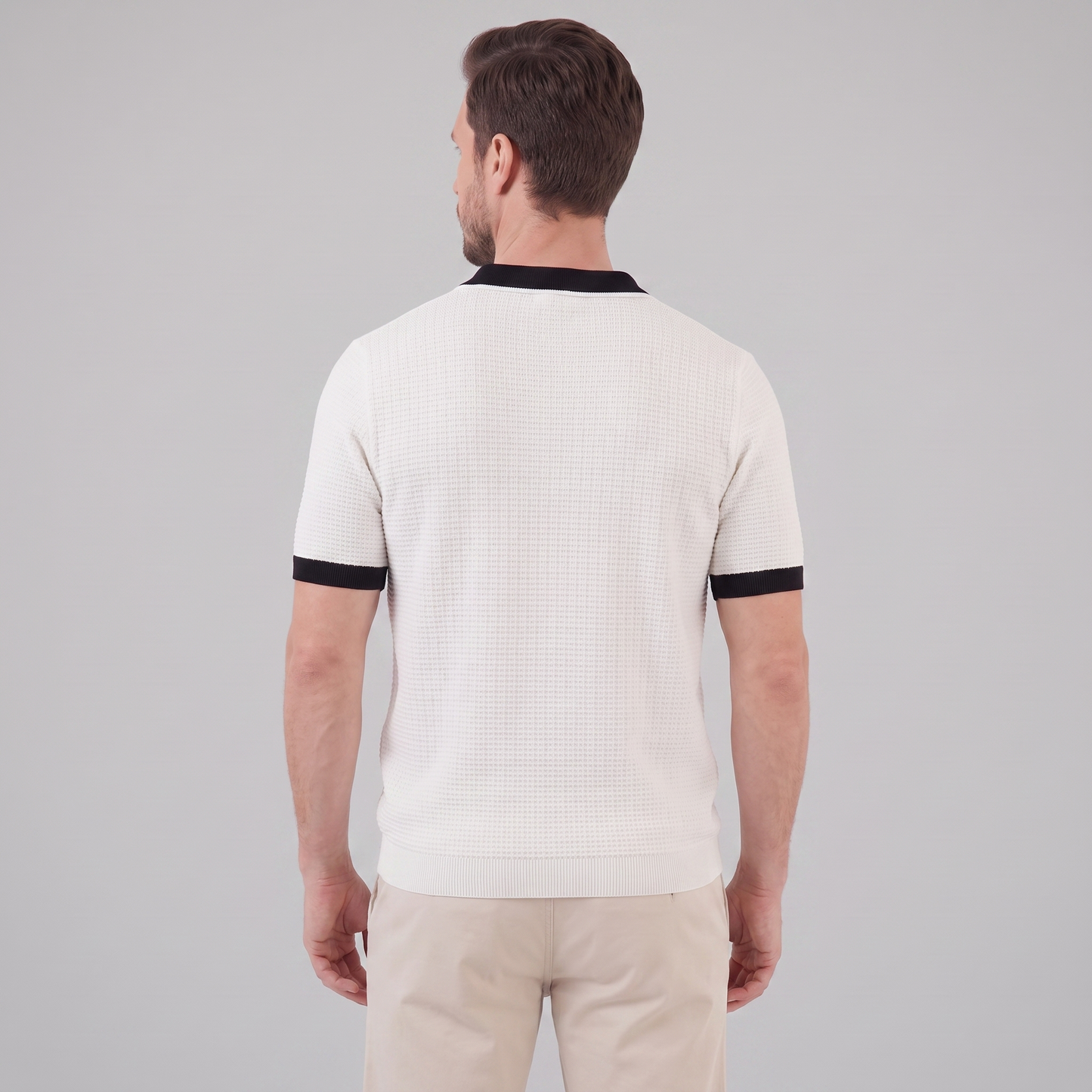 Men's Knit Polo Shirt | Contrast Trim Smart-Casual Style