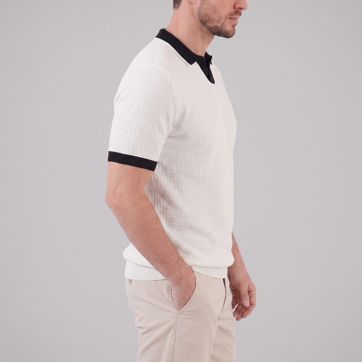 Men's Knit Polo Shirt | Contrast Trim Smart-Casual Style