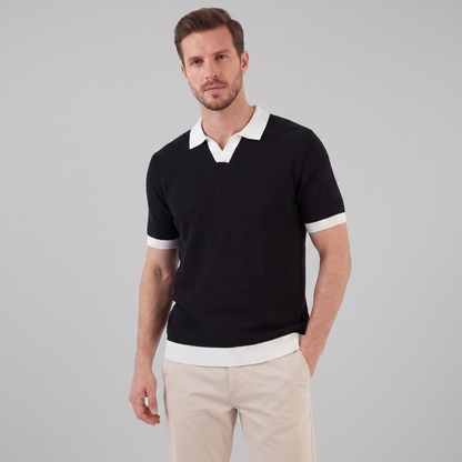 Men's Knit Polo Shirt | Contrast Trim Smart-Casual Style