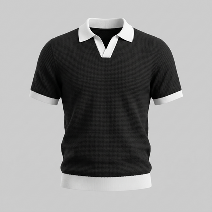 Men's Knit Polo Shirt | Contrast Trim Smart-Casual Style