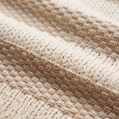 Men's Striped Knit Polo Shirt | Breathable Summer Texture